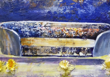 I.Rudzka_sofa with yellow flowers_50x100 cm